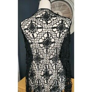 Shall Wrap Women's OS Black Crocheted Triangular Whymsigoth Witchy Dark Fairy